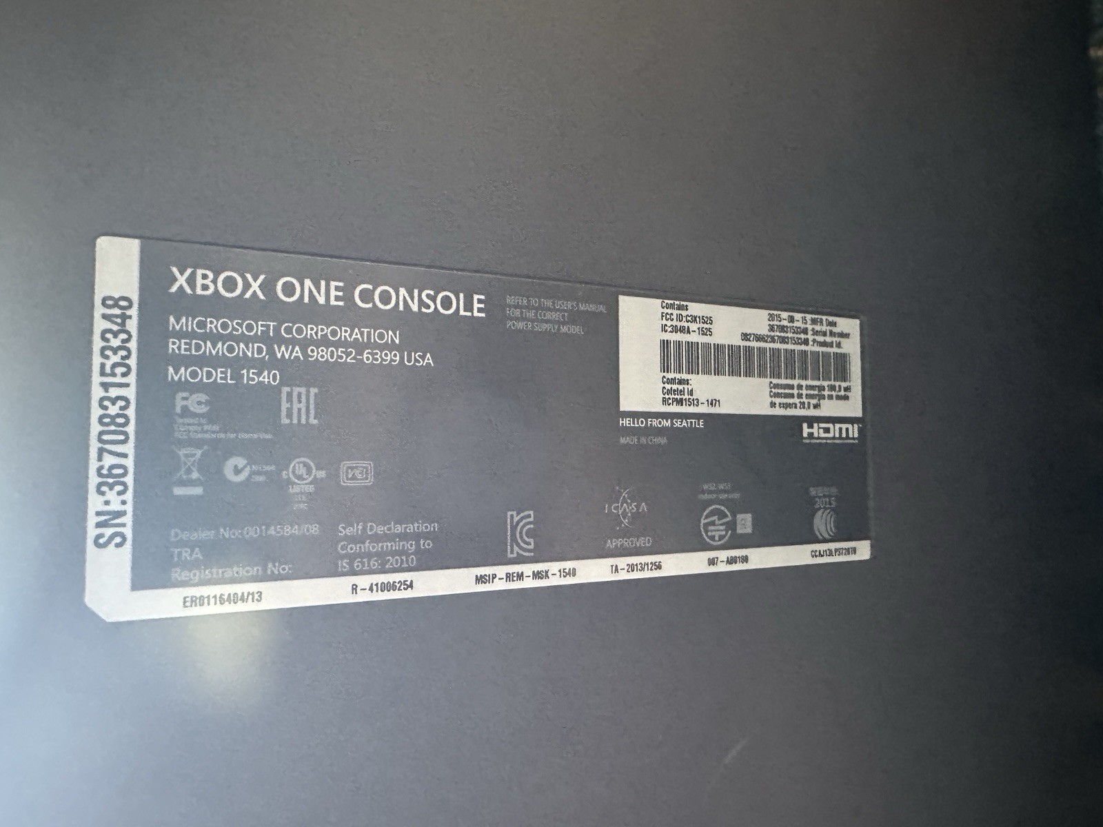 Microsoft Xbox One Console