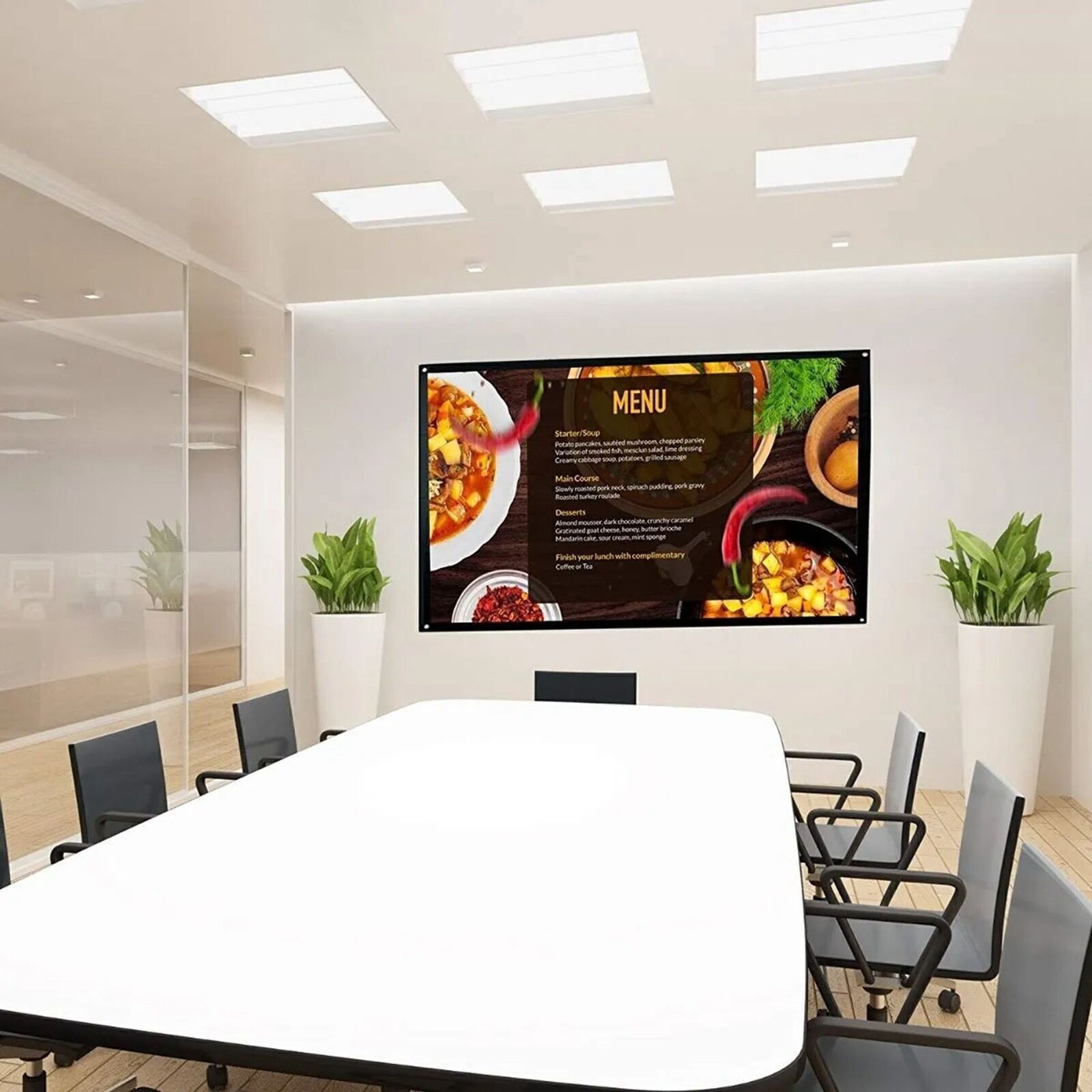 100 Inch Projector Screen 16:9 Foldable Wrinkle Resistant Precise Holes HD Proje