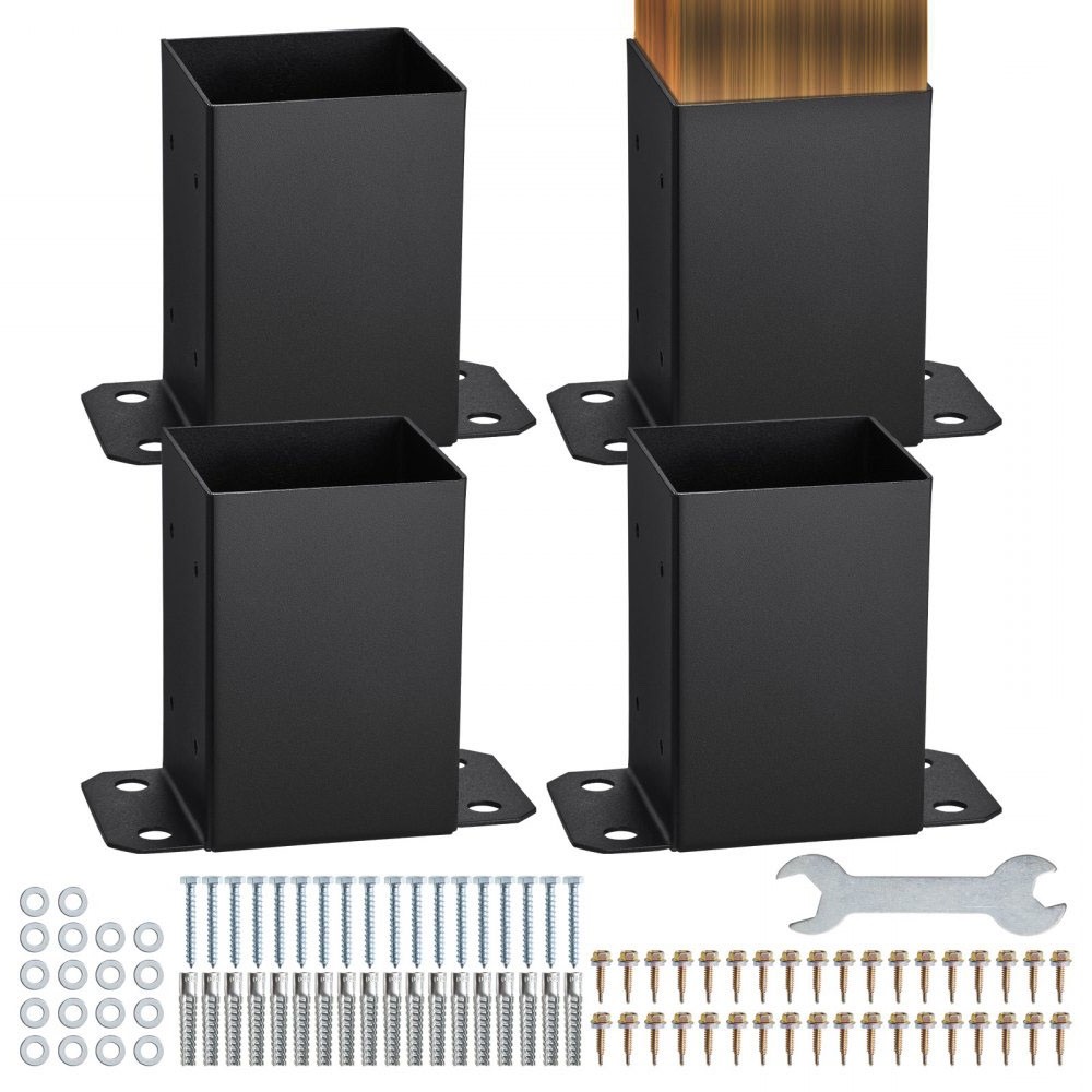 4 Pack Of 4x4 Wood Post Mounting Brackets Heavy Duty Steel Base Mount Anchors