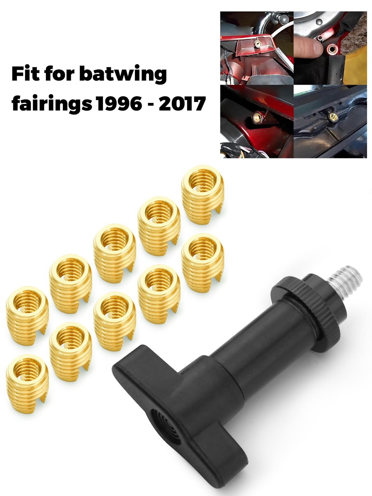 11Pcs Brass Batwing Inner Fairing Insert Bolt Repair Kit with Tool Compatible...