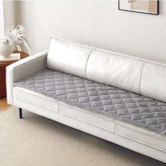 Brentwood Protective Sofa Overlay Grey Faux Fur 28x72” Waterproof Backing