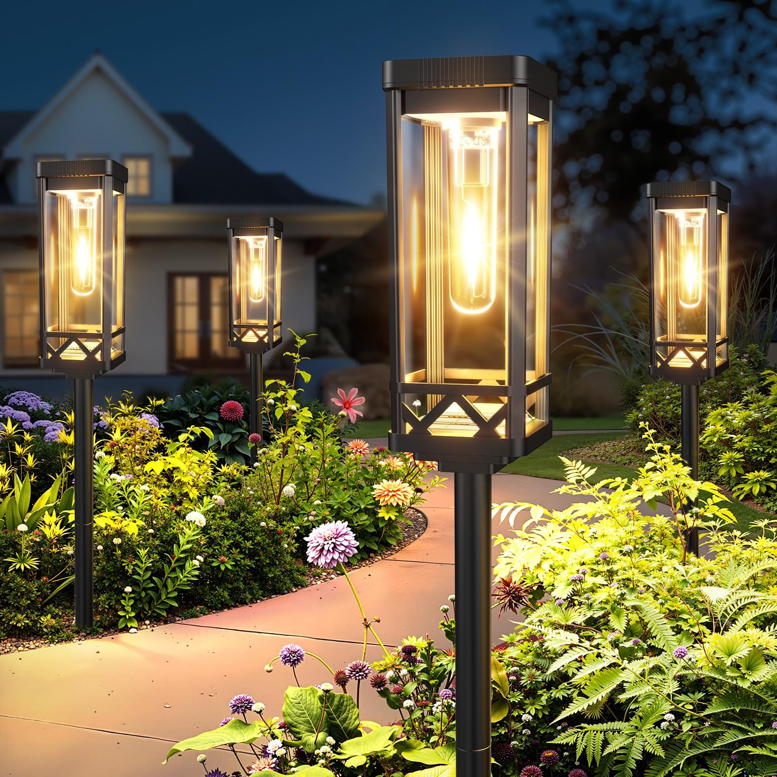 KOOPER Solar Pathway Lights 8 Pack Outdoor Garden Yard Driveway