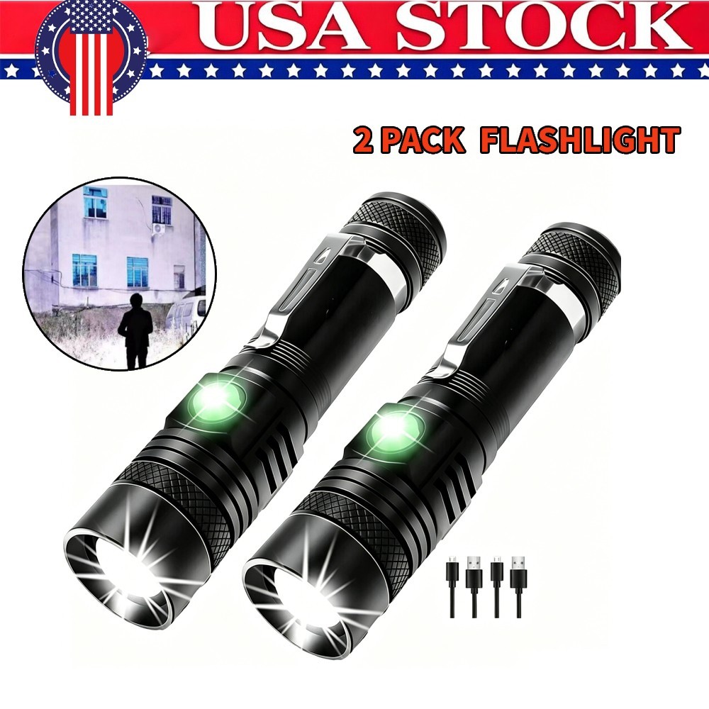 Portable  Mini Super Bright LED Tactical Flashlight Zoomable  USB  Rechargeable