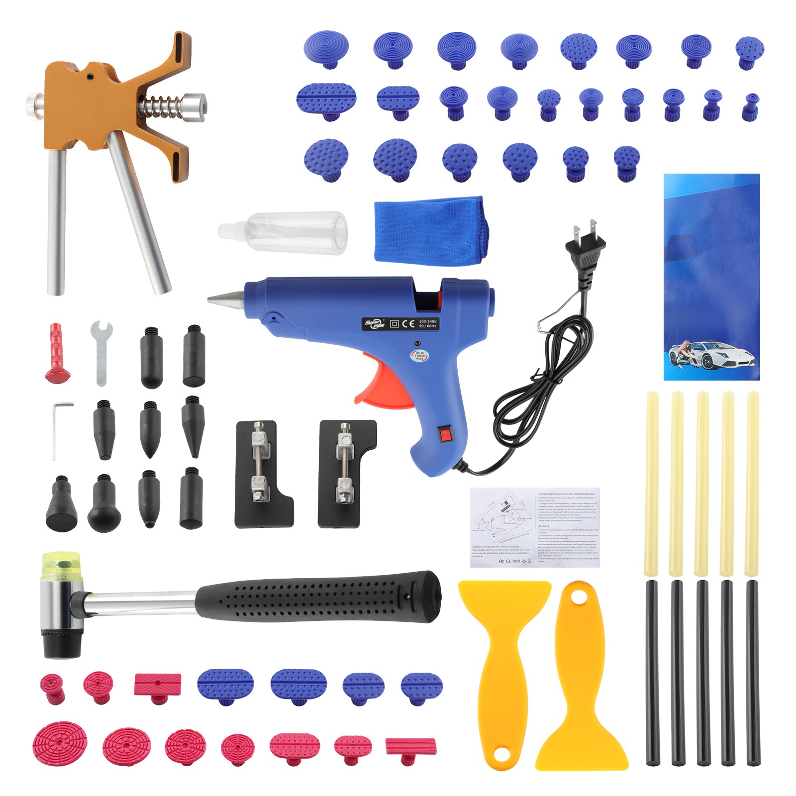 Dent Puller Kit with Golden Lifter for Automobile Body Motorcycle Refrigerator