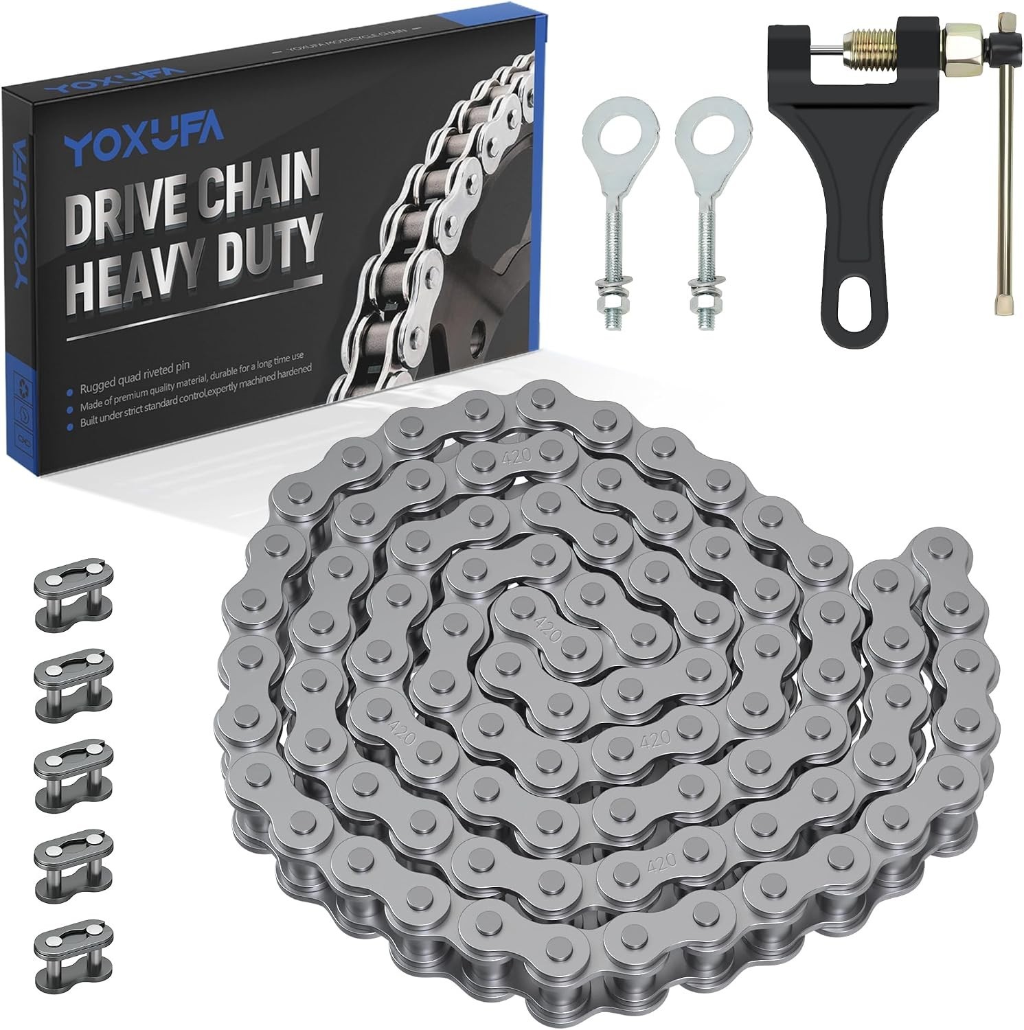Mini Bike Chain Replacement 420 Drive Chain 90 Links for Powersports