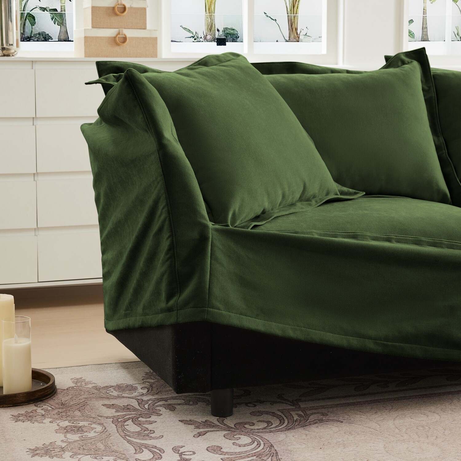 Single Sofa Upholstered Armchair Living Room Furniture with Pillows Green/Blue