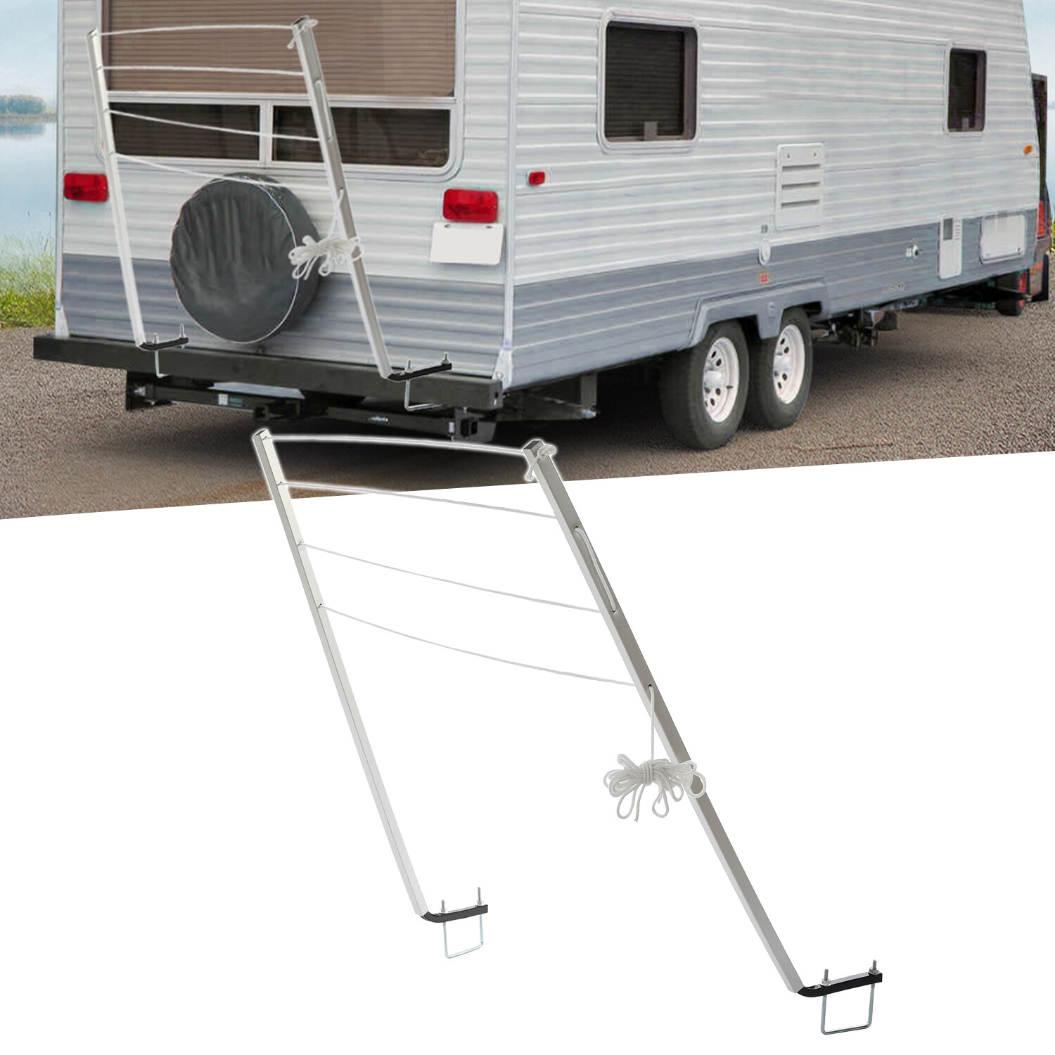 RV Bumper-Mounted Clothesline 48"  Versatile Clothes Line Fits 4" Square Bumpers