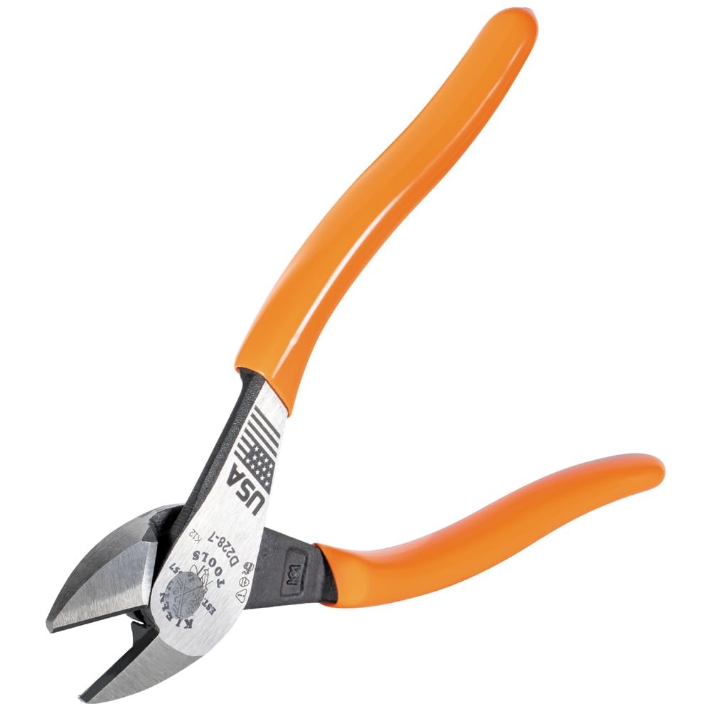 Diagonal Cutting Pliers Made in USA 7 Inch Klein Tools D228-7 High-Leverage