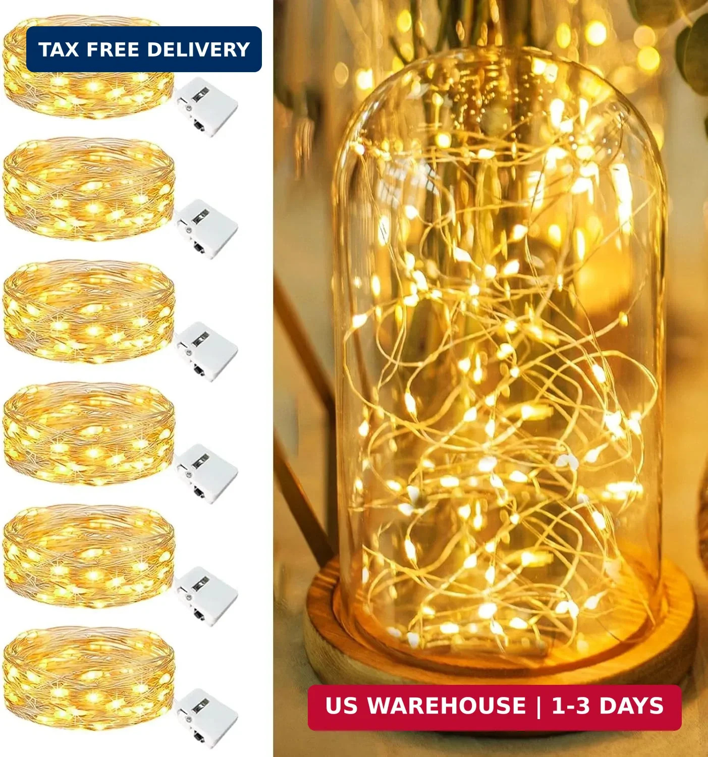 6 Pack Fairy Lights Battery Operated - 7ft 20 Led Twinkle Lights 3 Modes, Bulk M