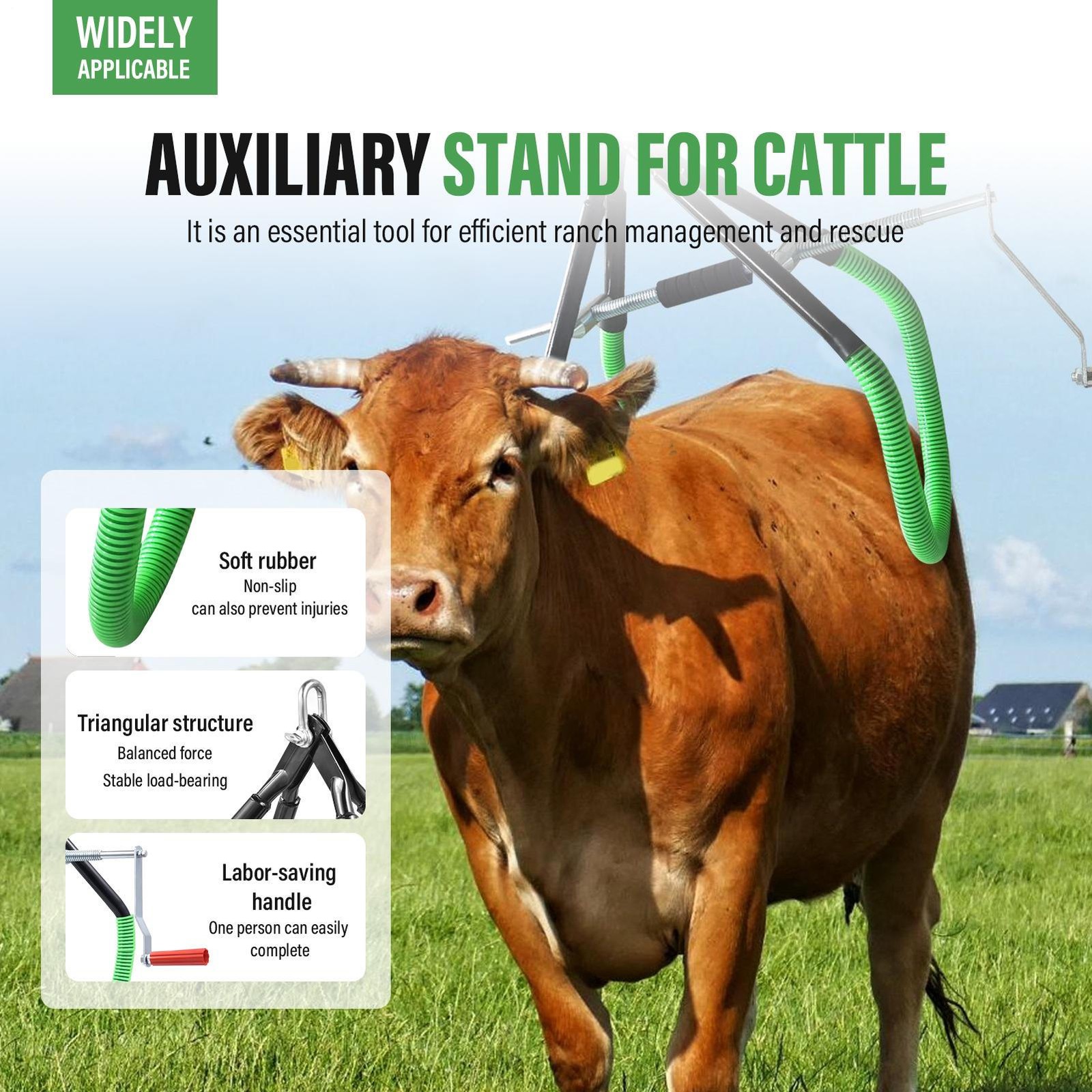 Lame Cow Hip Lift Farm Supply Stand Animal Load Bearing 2204lbs