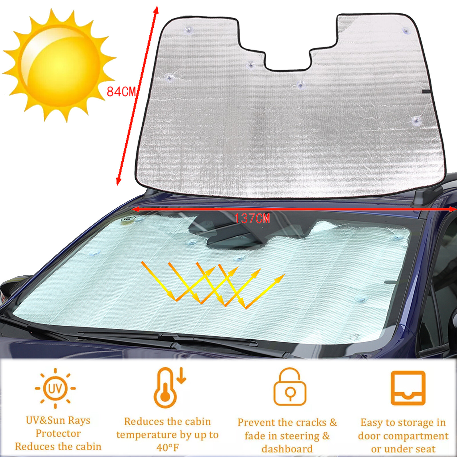 For Subaru Crosstrek 24+ Foldable Car Front Windshield Sun Shade Visor UV Block
