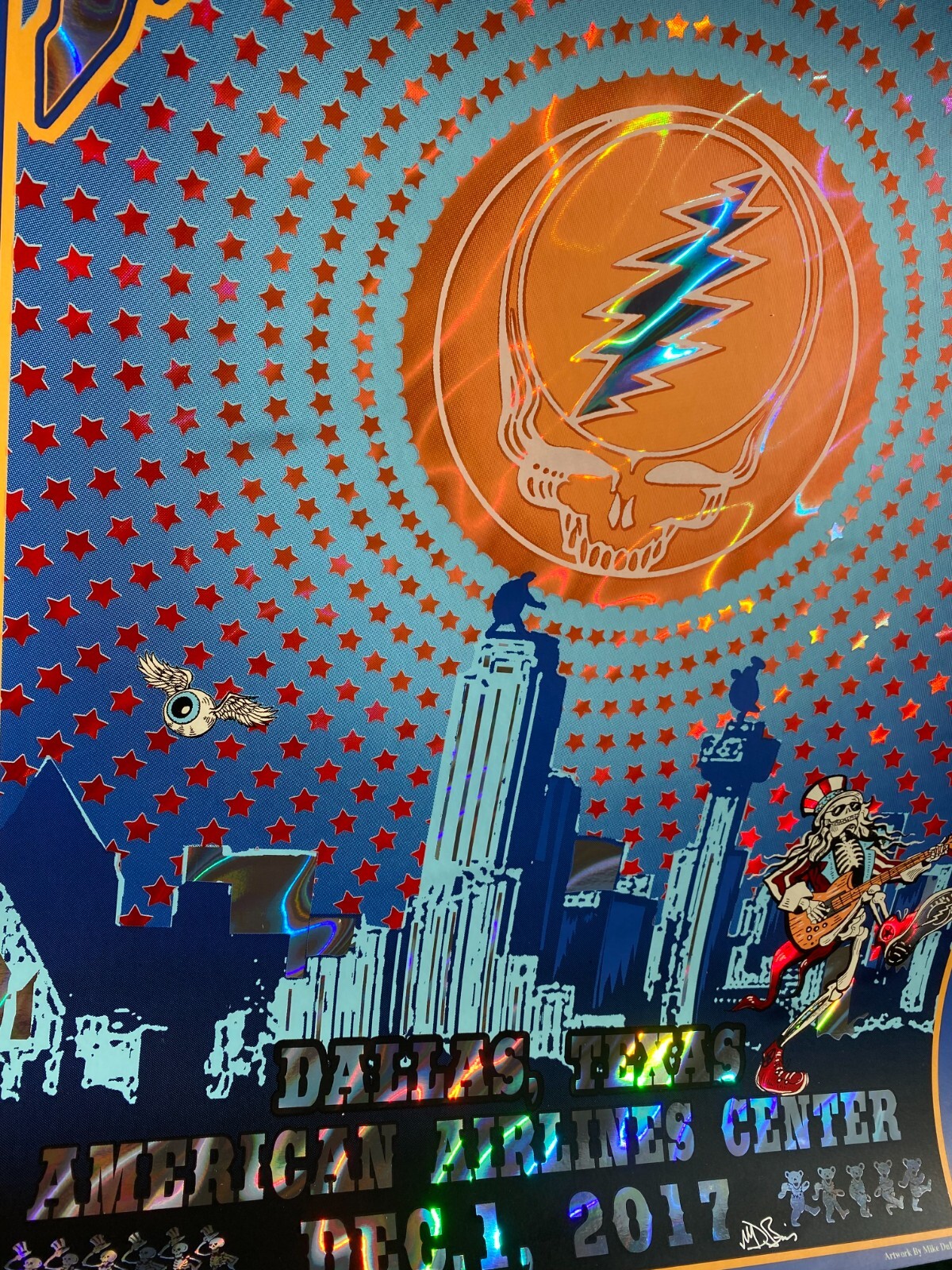OFFICIAL Dead & Company Dallas TX 2017 RAINBOW FOIL Show Poster SIGNED S/N #/910