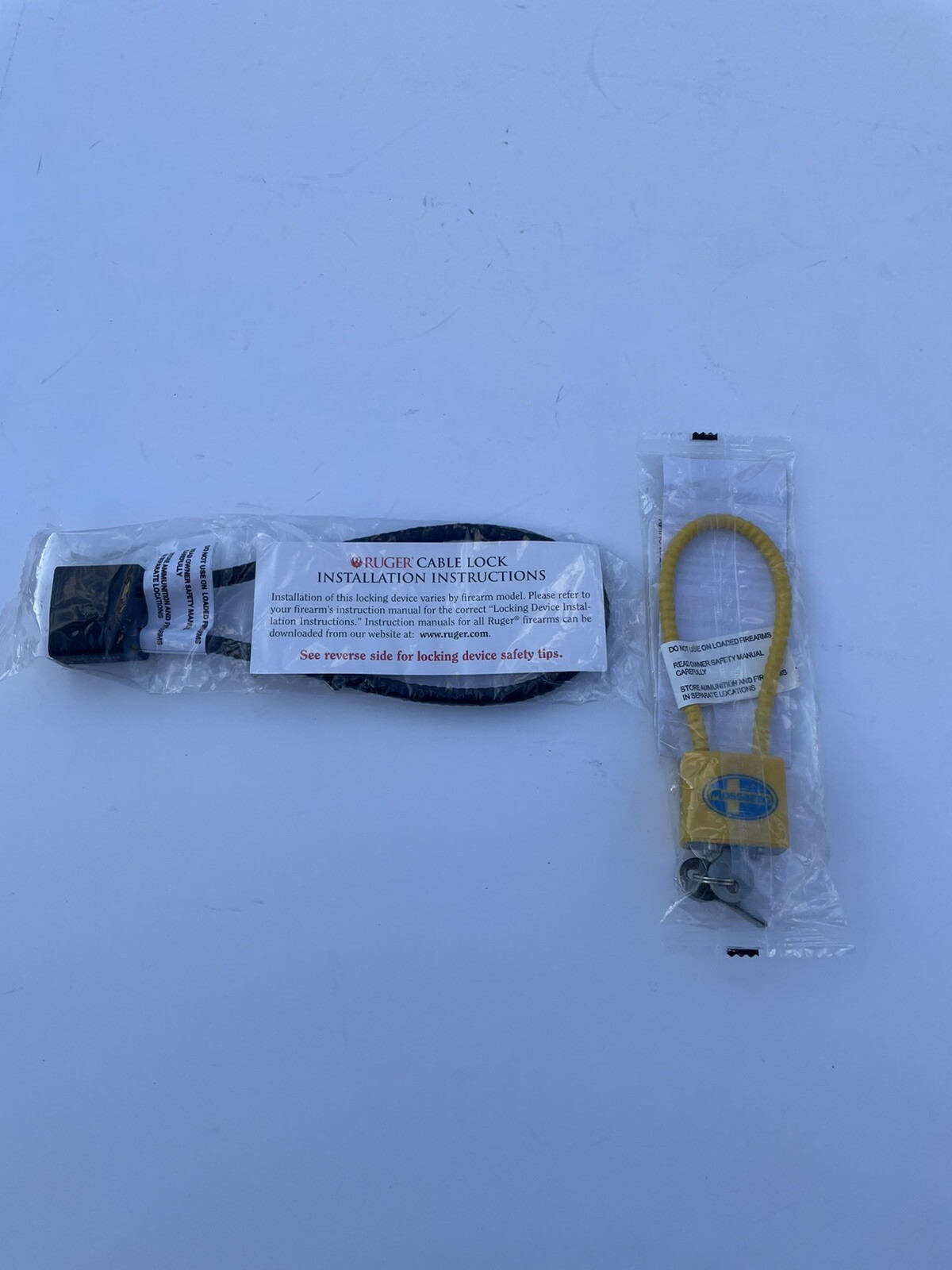 Firearm Gun Safety Cable Locks ~Ruger  & Mossberg Lot 2 NEW