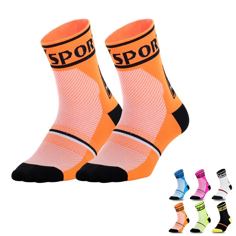 Pro Cycling Socks Men Women Riding Bicycle Sports Ankle Socks XC MTB BMX Orange