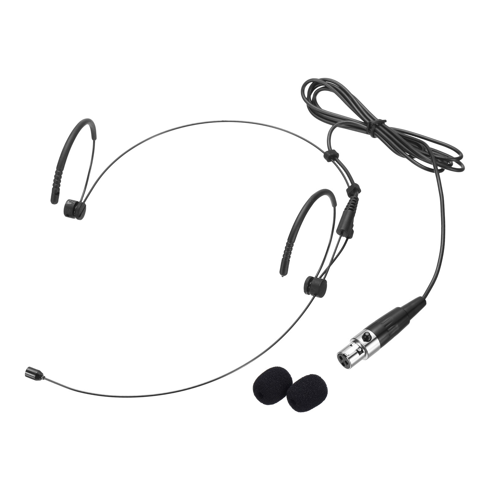 Headset Microphone Dual Over-Ear Headset Mic with Mini XLR 3 Pin Plug, Black