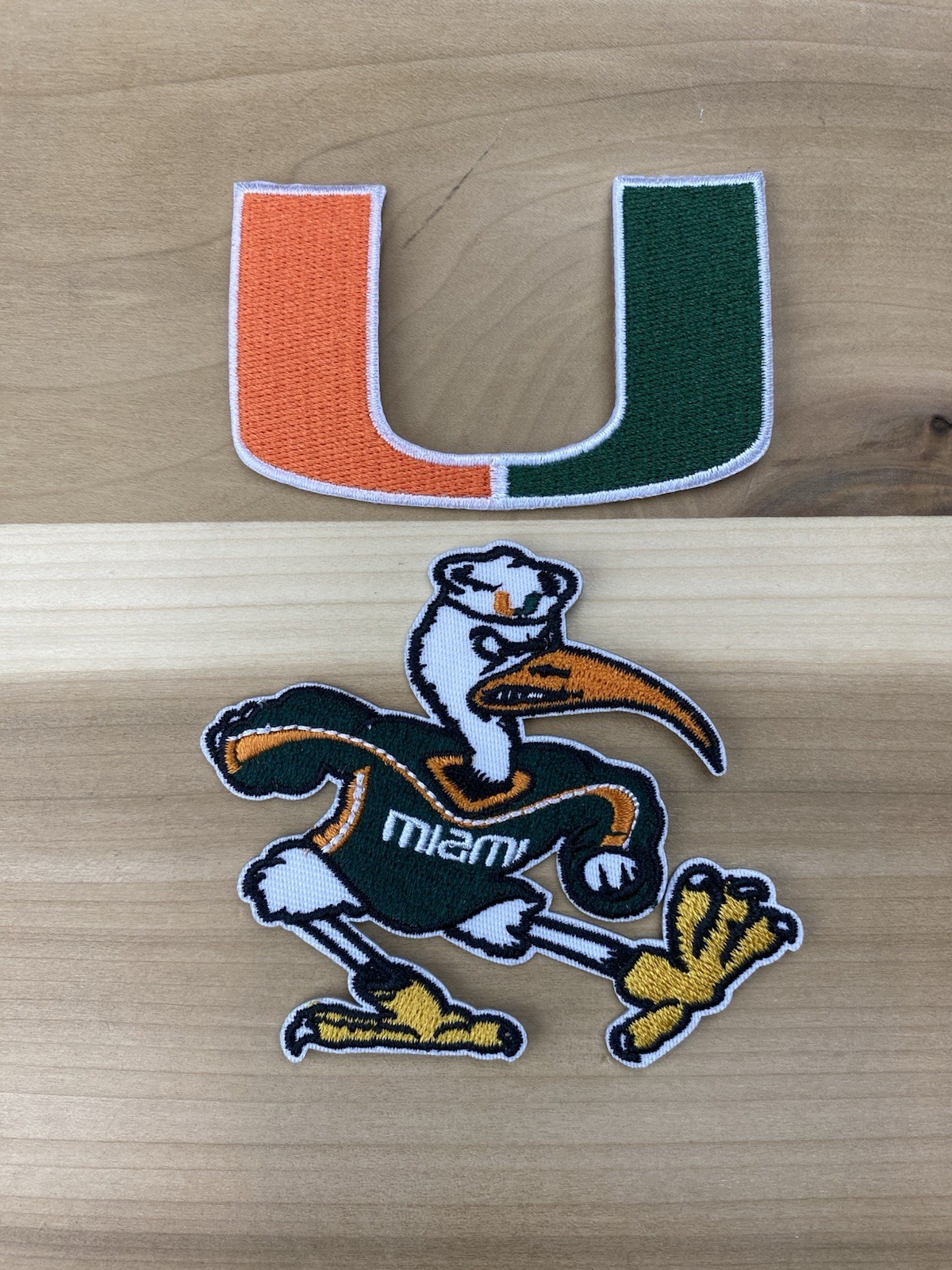 Set Of 2 Miami Hurricanes Embroidered Iron On Patches 3”