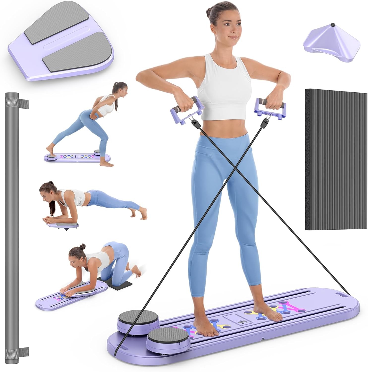 Pilates Reformer Board-Multifunctional Foldable Arm Abdominal Board Core Trainer