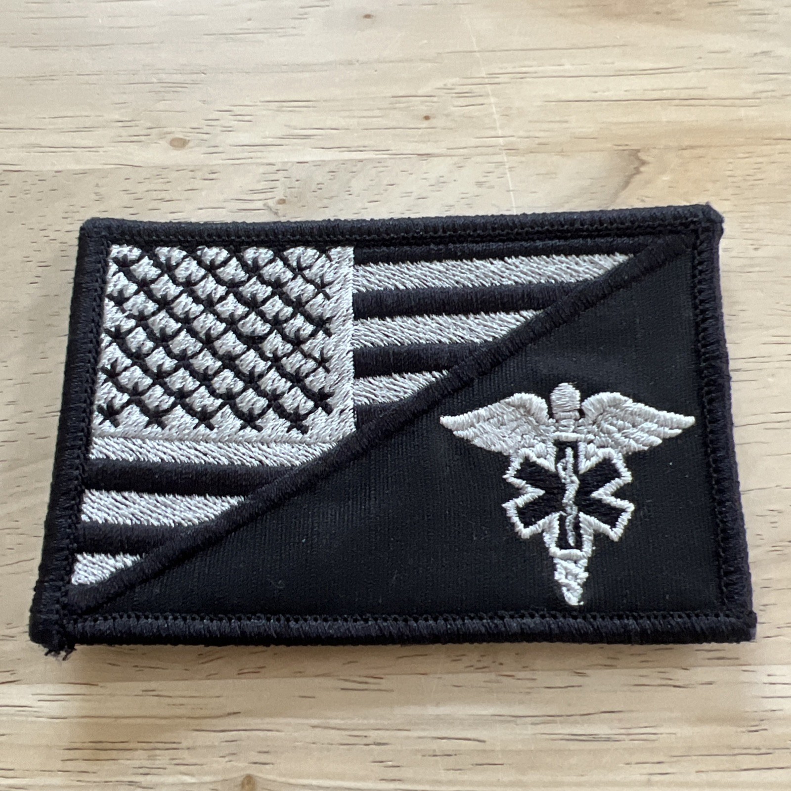 MEDIC EMT EMS USA FLAG Black TACTICAL COMBAT HOOK PATCH