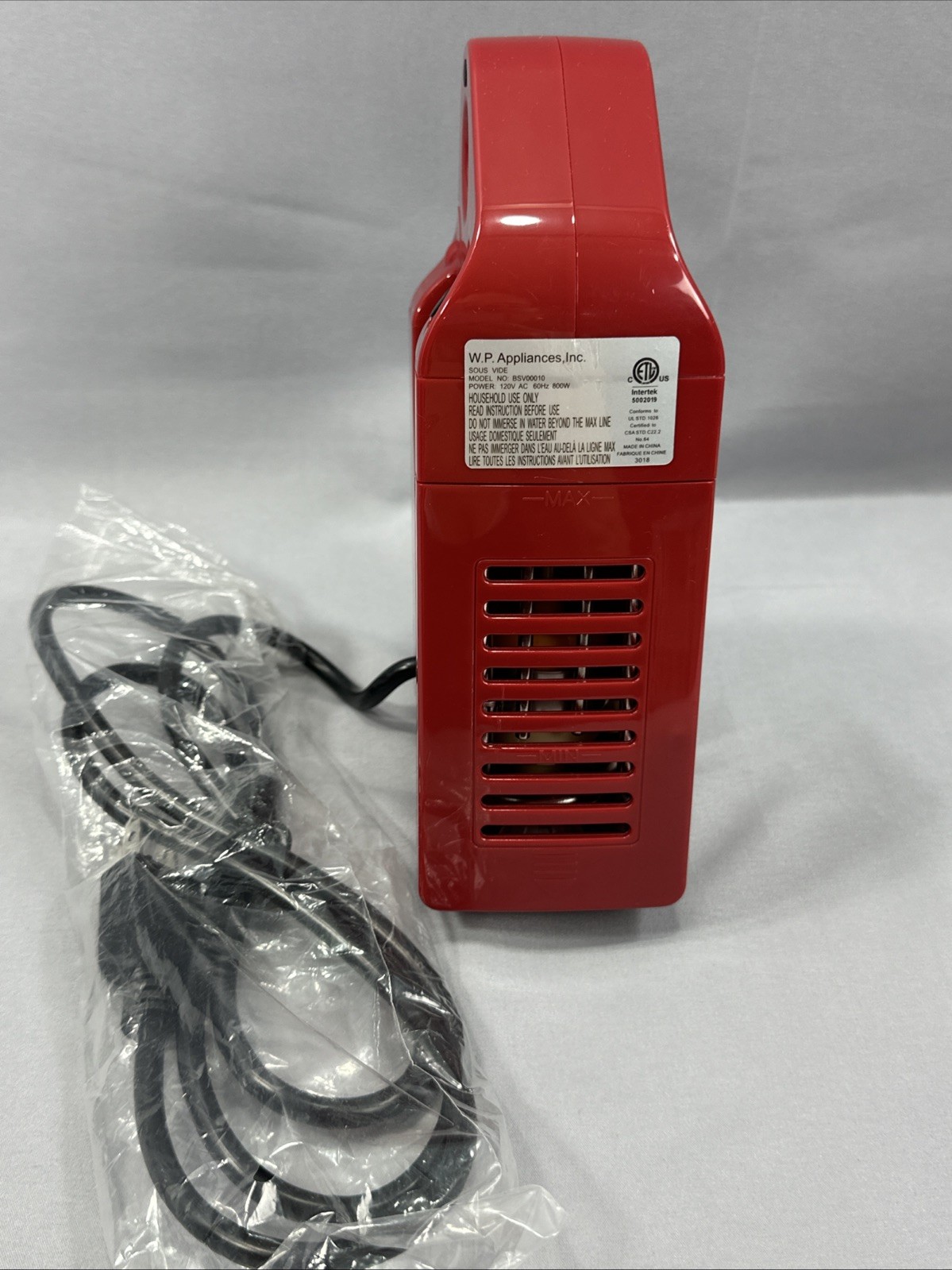 Wolfgang Puck Compact Clip ‎️‍‎️‍Sous Vide Precision Cooker Inversion Red
