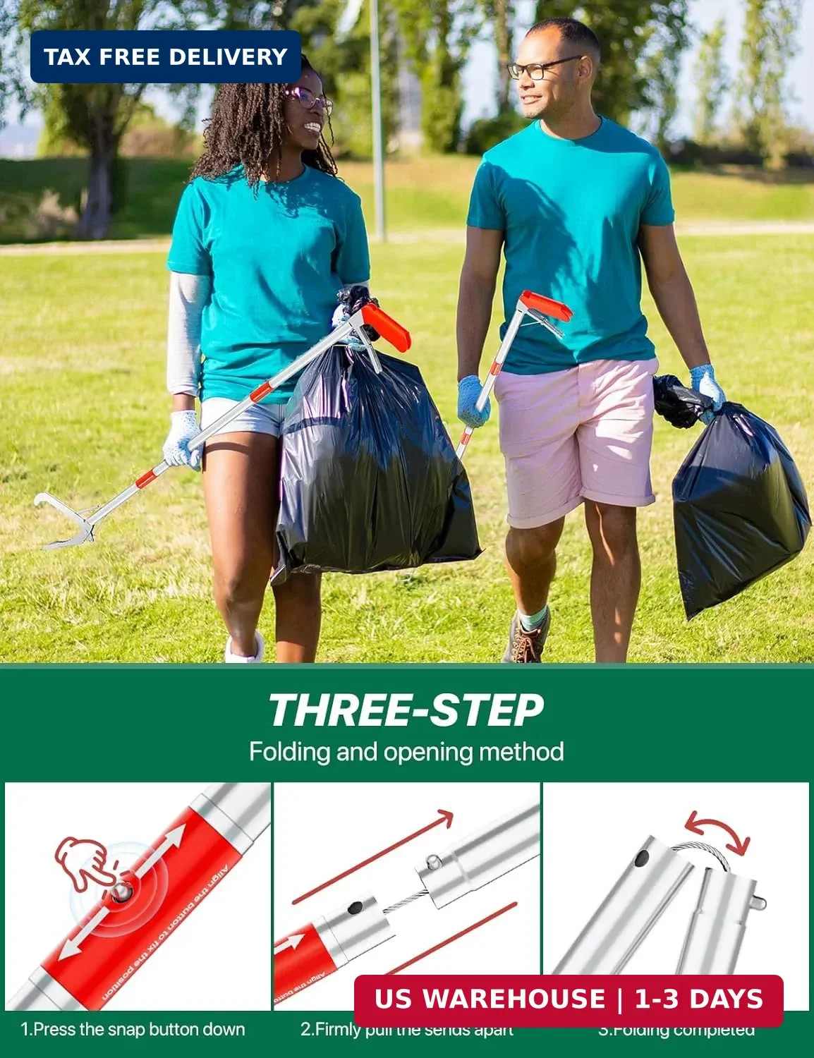 Grabber Reacher Tool, 50" Foldable Extra Long Grabber for Elderly Reaching Tool