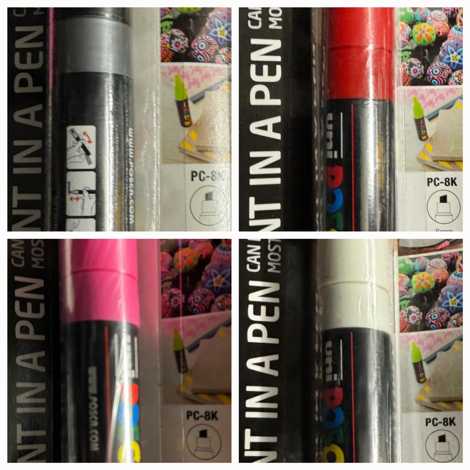 Uni Posca PC-8K Broad Chisel Tip 8mm Line White Pink Red Grey Marker Pen NEW