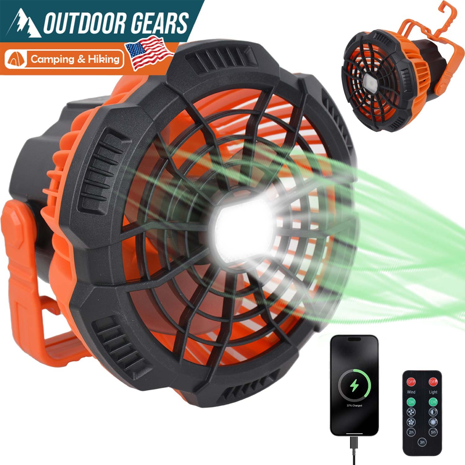 2in1 Portable Tent Light LED Lamp Fan Camping Hiking Outdoor Ceiling Equipment