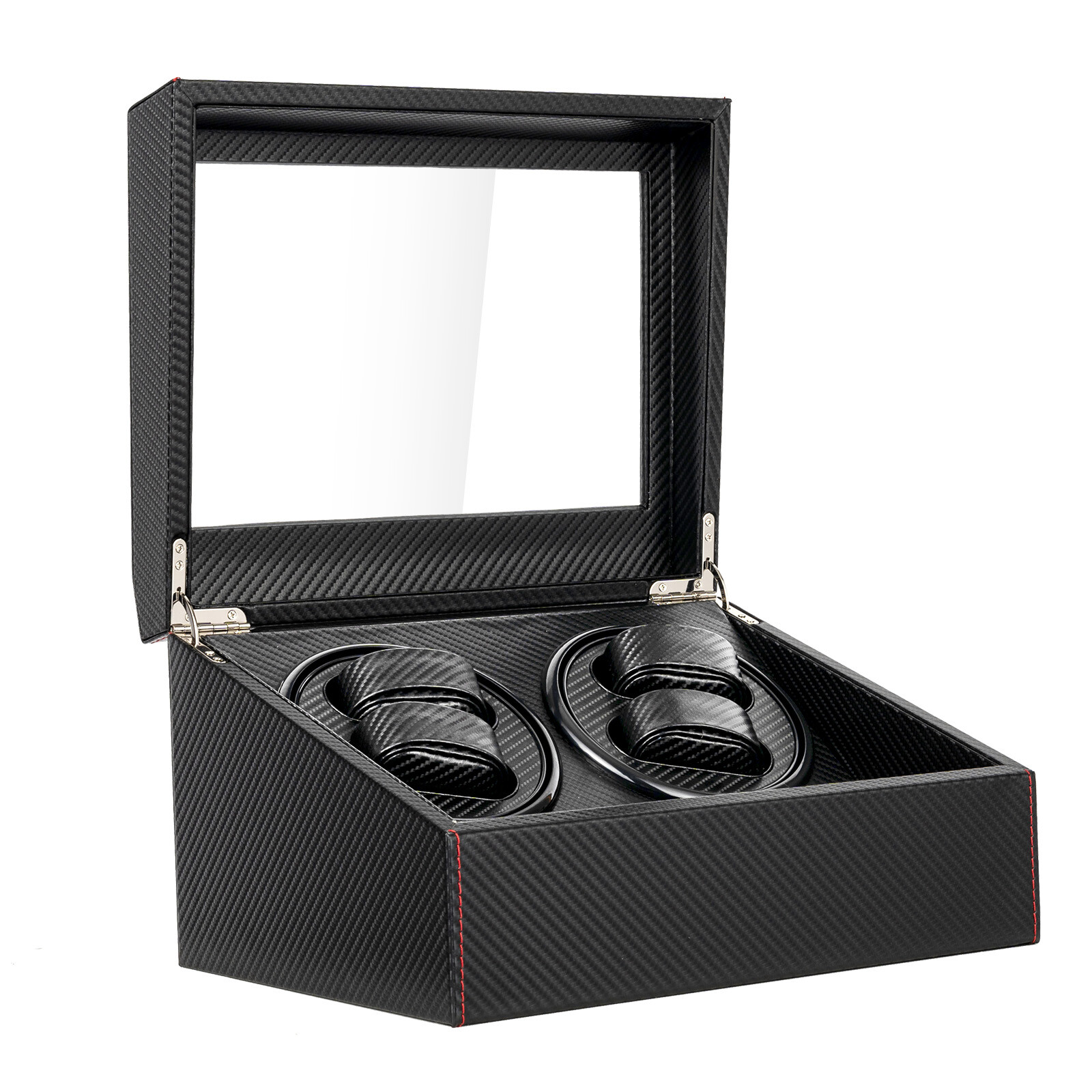 10 Slots Watch Winder Automatic Rotation MDF + PU Display Storage Box Black