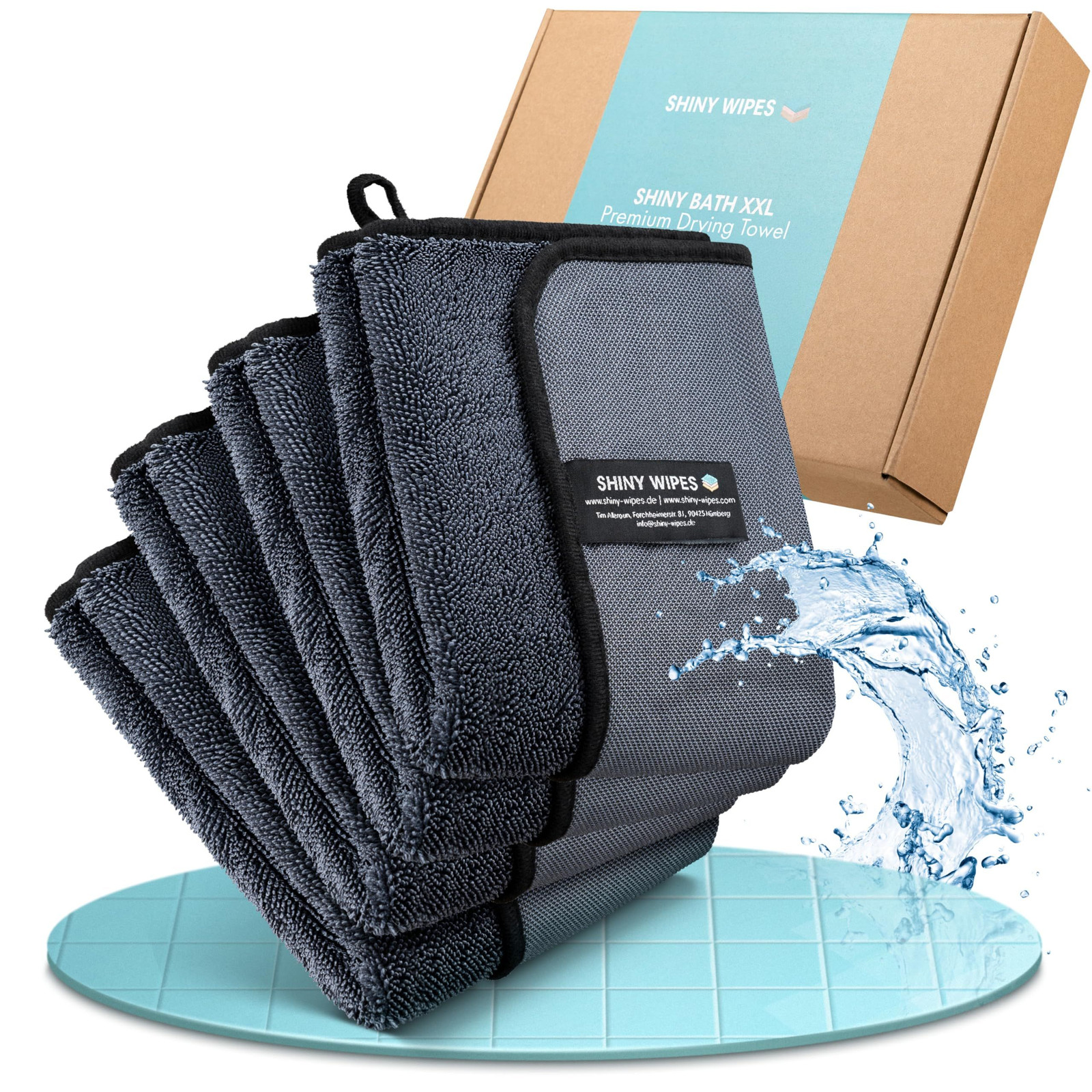 Shiny Bath Wipes XL Drying Towel, the Original, Ultra X-Large, Grey