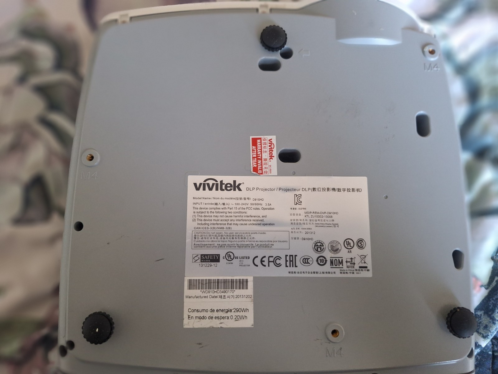 Vivitek D910HD DLP 3D Ready Projector No REMOTE