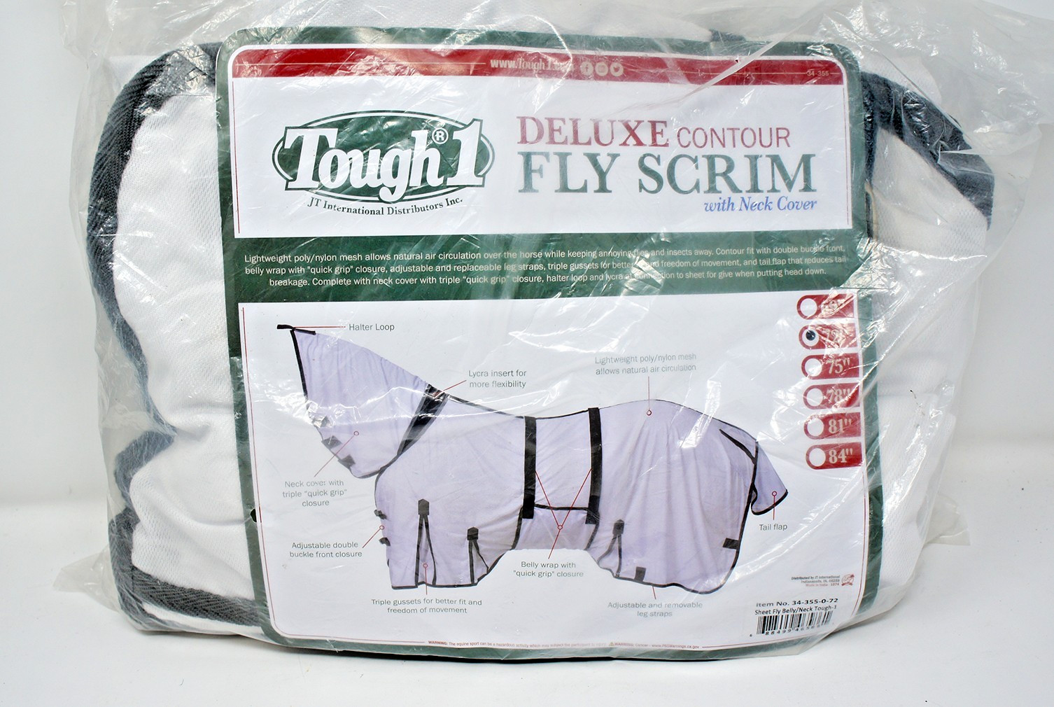 Tough 1 Sheet Deluxe Contour Fly Scrim With Neck Cover White 34-355-0-72 72" NEW
