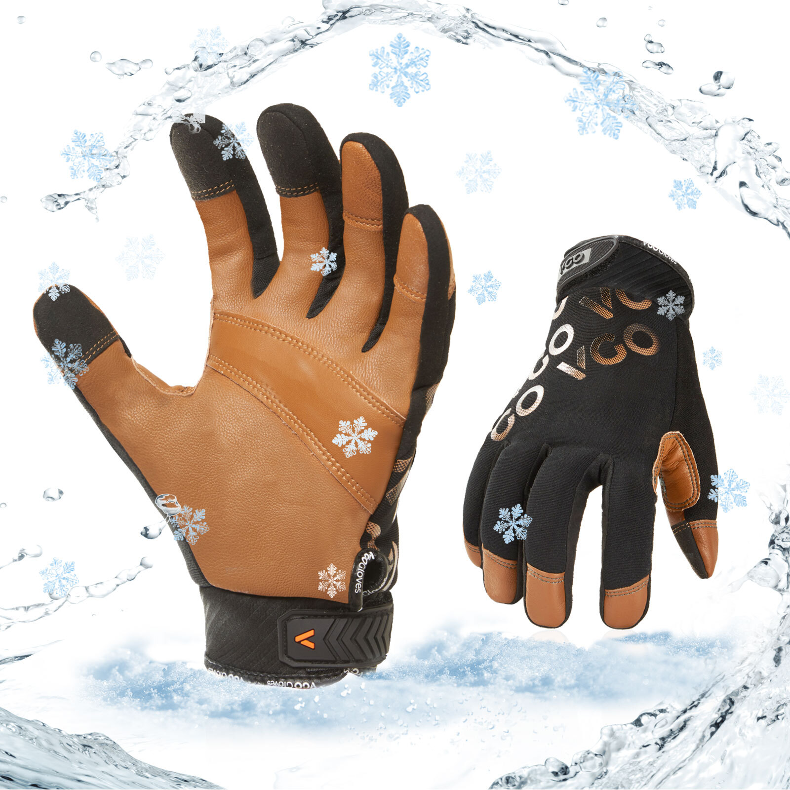 Vgo 1/2/3Pairs -4℉ Thinsulate C100 Winter Waterproof Light Duty Glove (GA9603FW)