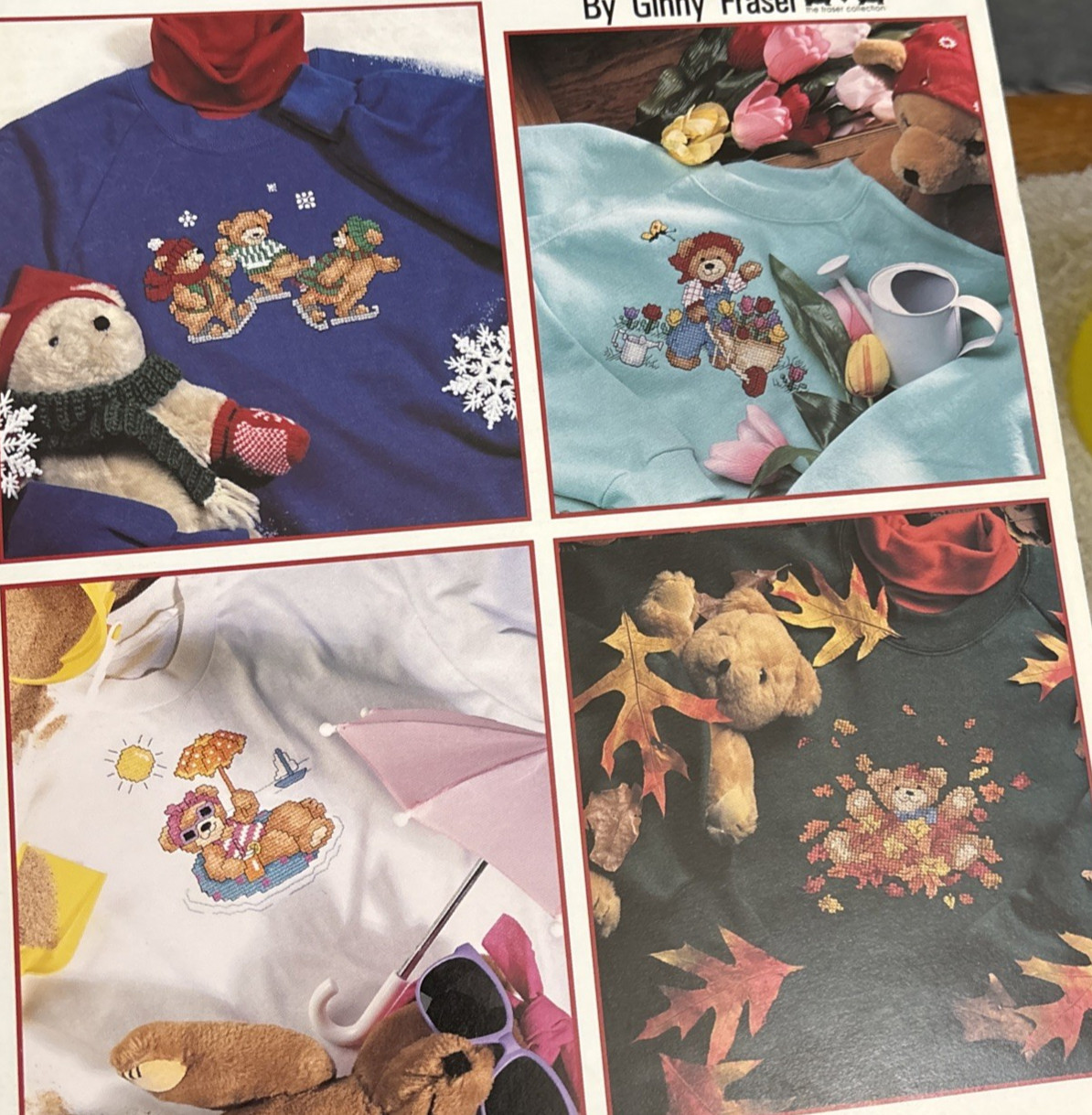 Vtg Rare Leisure Arts TEDDIES YEAR-ROUND Cross St 1992 Leaflet 2305