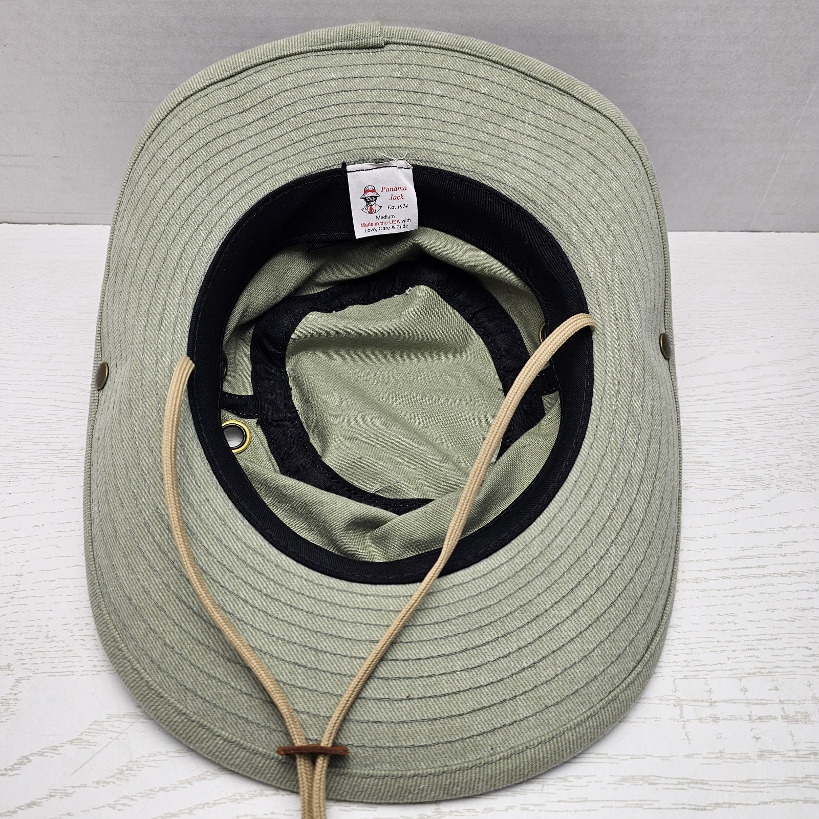 Vintage Panama Jack Boonie Bucket Hat Wide Brim Sun Green Canvas Medium USA