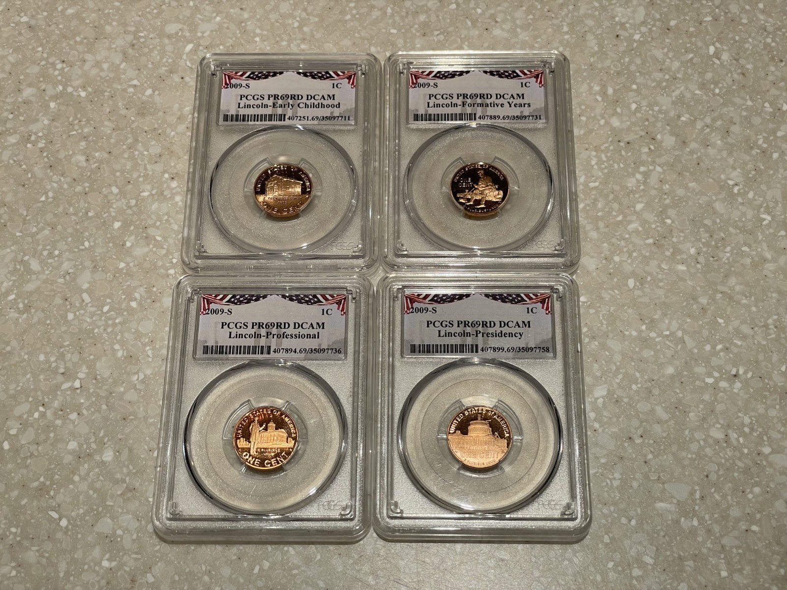 PCGS 2009-S Lincoln Bicentennial 4 Set PR69RD DCAM