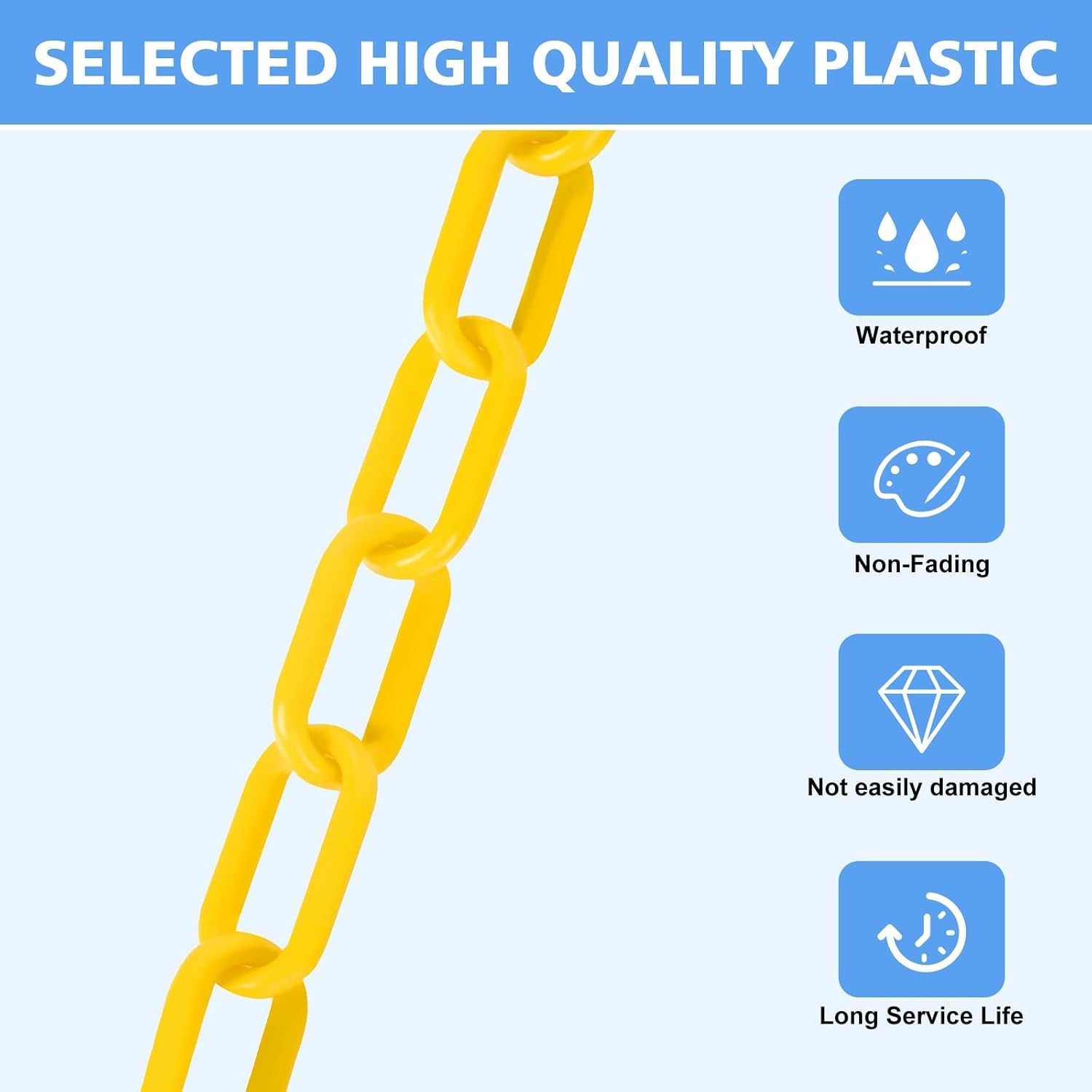 200FT High Visibility Yellow Plastic Chain for Effective Crowd Control Safety
