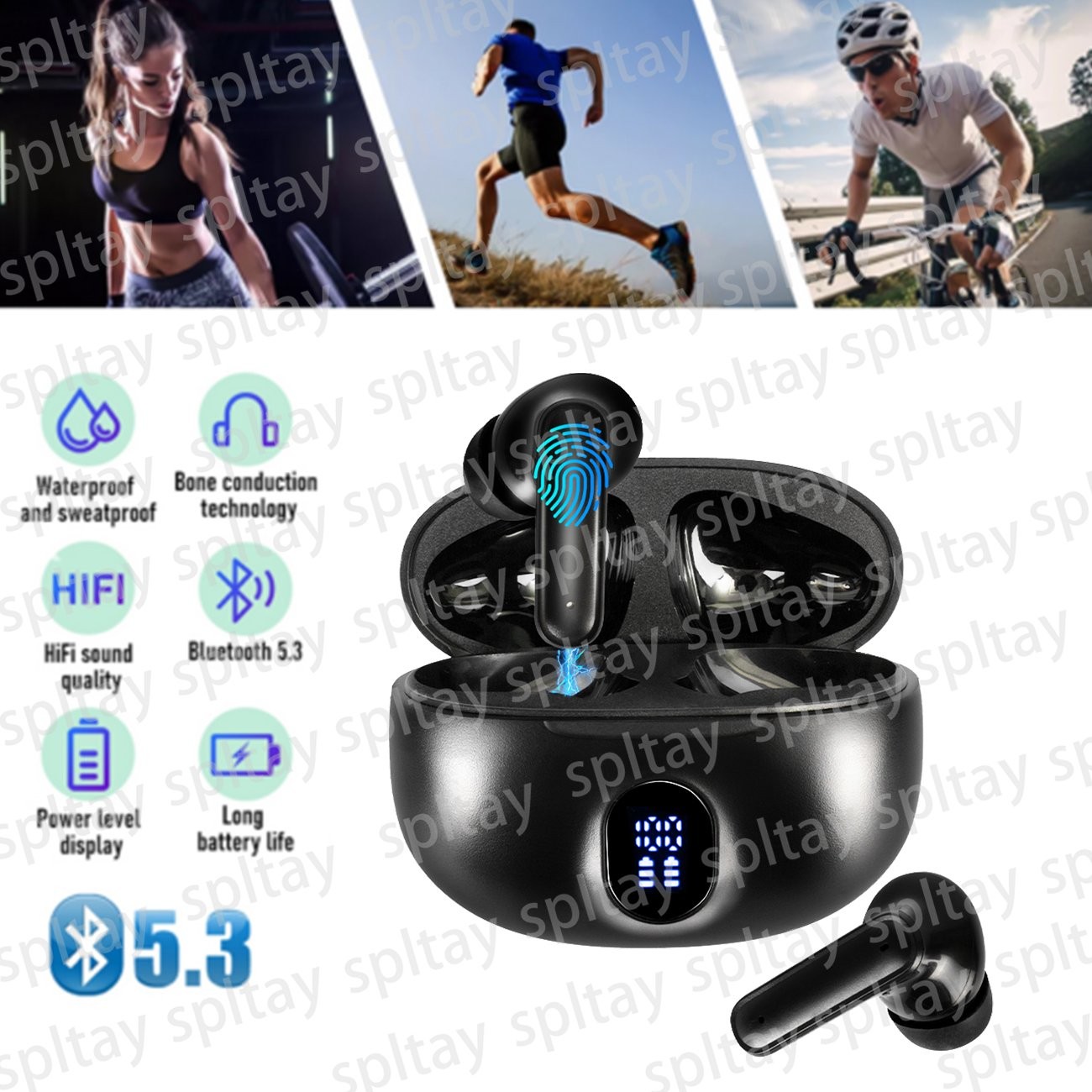 Bluetooth TWS Headset Wireless Sport Stereo Headphones Earphone Earbuds With Mic