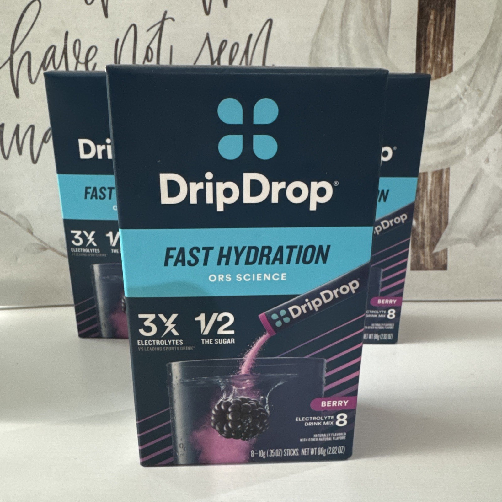 Drip Drop FAST HYDRATION 8 BERRY POWDER DRINK MIX 3Pack BB:11/28