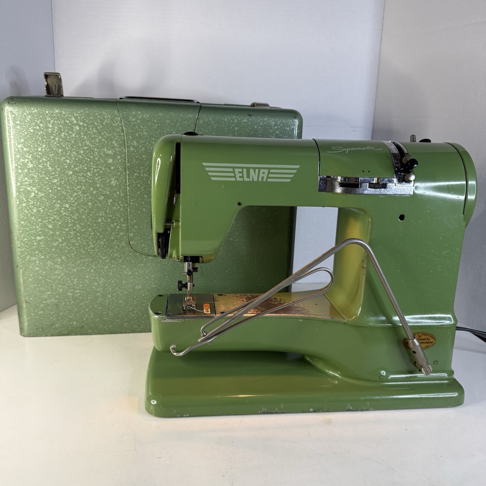 1950s Elna Supermatic Electric Portable Sewing Machine w/Pedal + Hard Case SEE ▶