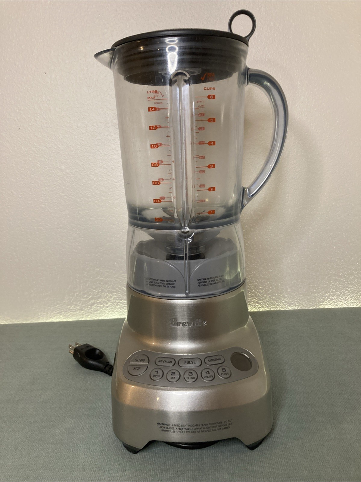 Breville Blender BBL605XL 6 Cup 1.4L BPA Free Tested Works