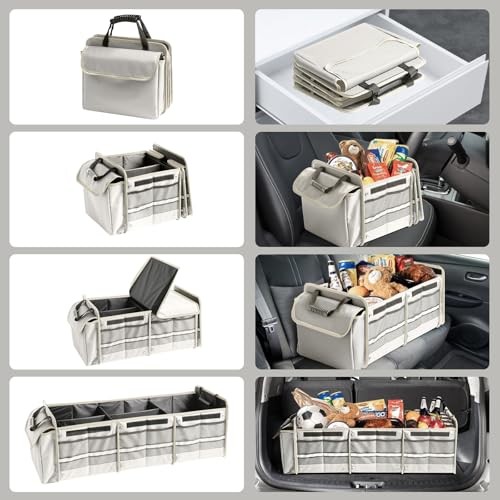 Car Trunk Organizer with Insulated Cooler Bag, Foldable & Waterproof Black