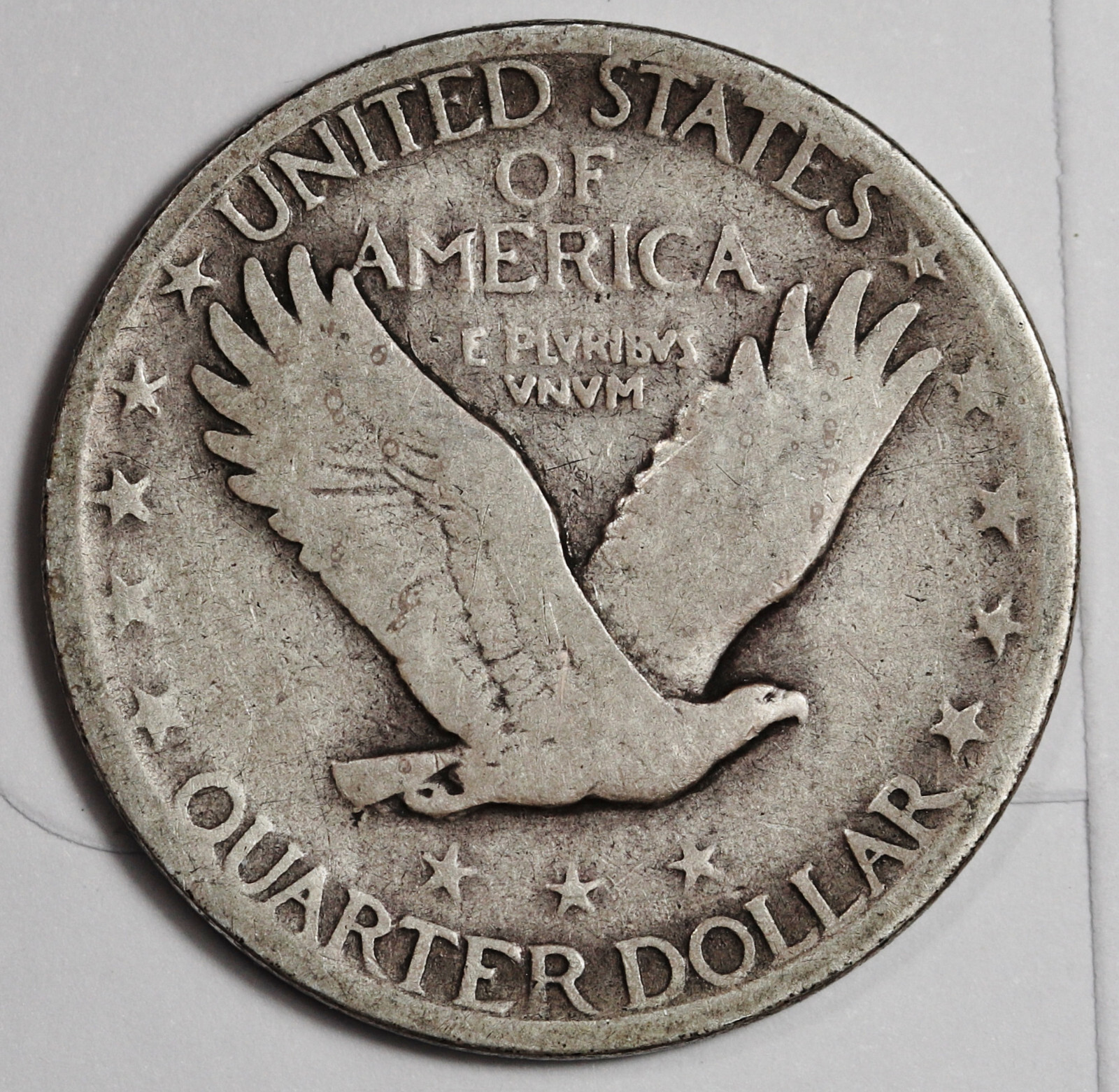 1923 Standing Liberty Quarter. Error. Clashed "E". Good. 197058