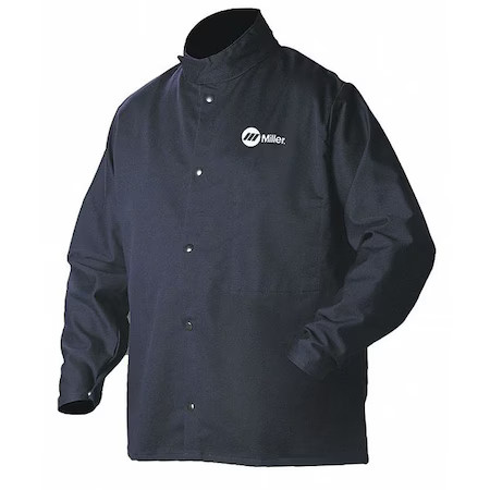 Miller Electric 244754 Welding Jacket, Cotton, 9 Oz, 30 In Length, Snaps