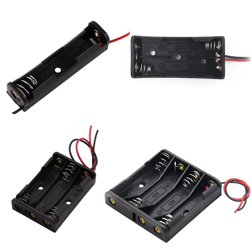 1/2/3/4 AAA Battery Holder Case Plastic Storage Box Series Flat DC + Wire Leads