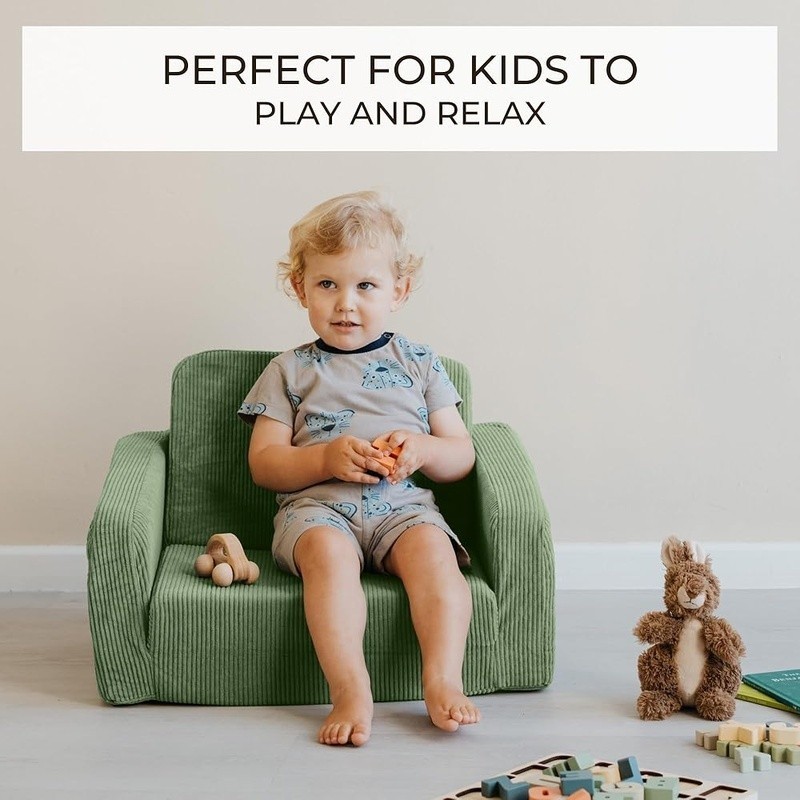 Cozy Kids Sofa Chair 2-in-1 Convertible Foam Lounge Portable Toddler Armchair US