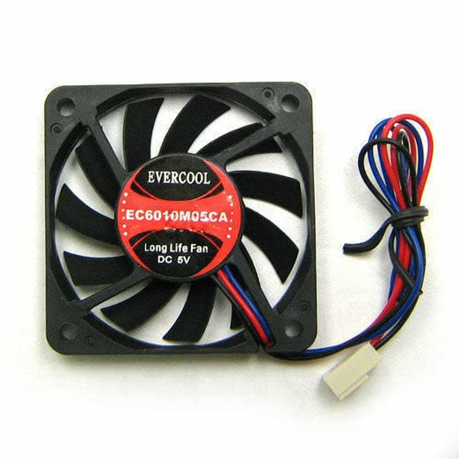 Evercool 60x60X10mm 5v Ball Bearing Fan, 3 Pin EC6010M05CA 60x10 Black