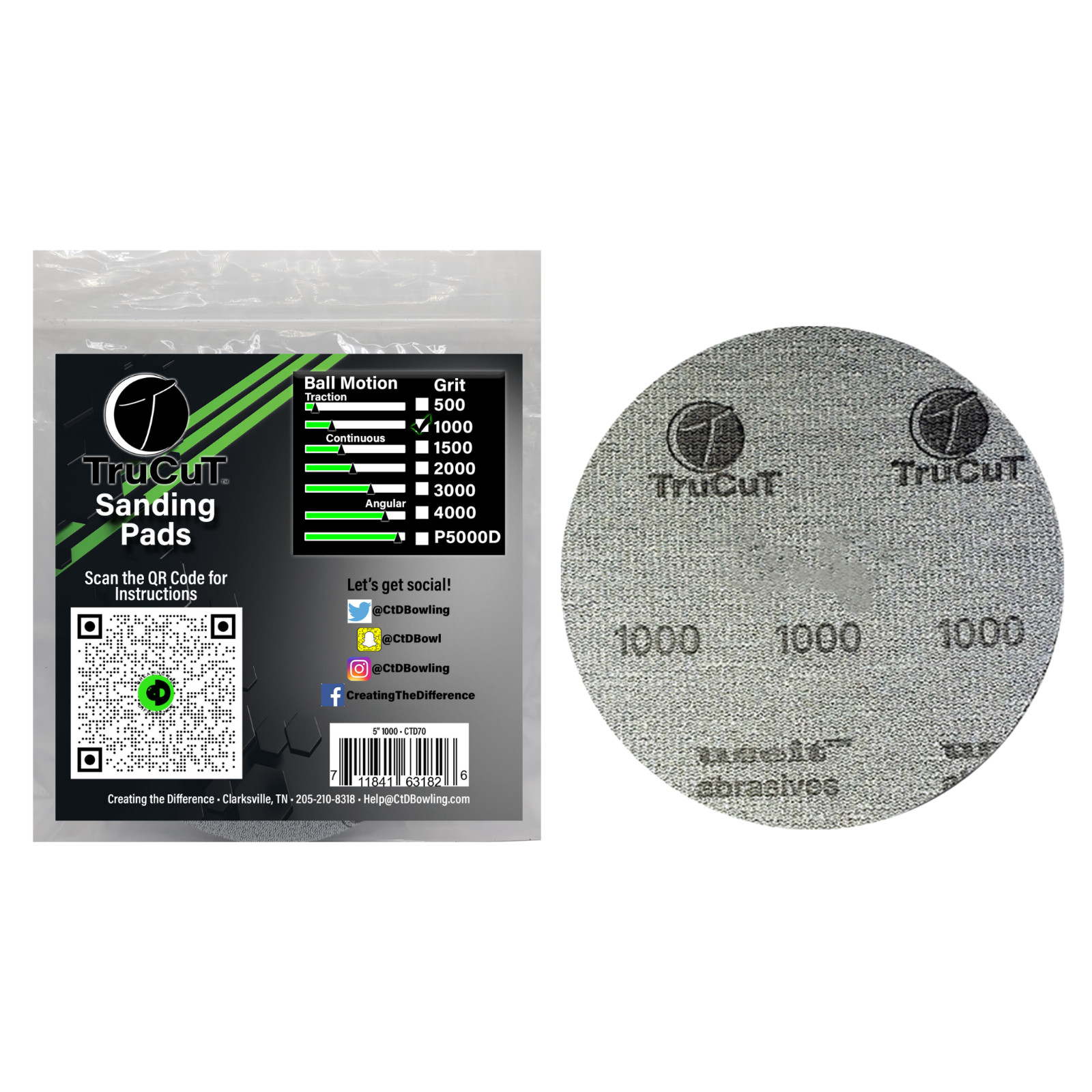 TruCut Sanding Pads | 1000 Grit | Bowling Ball Sanding Pads | 5"