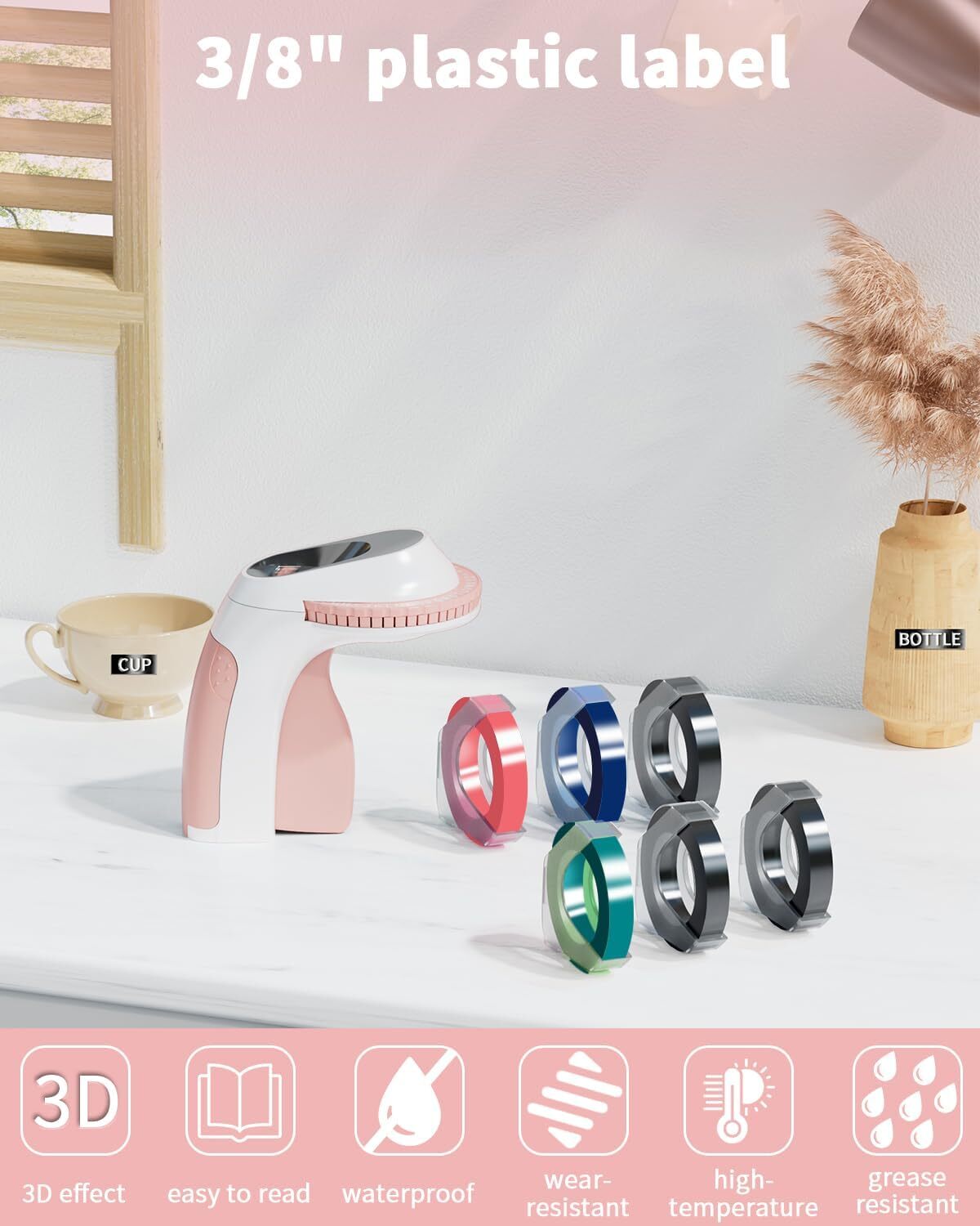Phomemo Embossing Label Maker with 6PK Label Tapes 9mm E975 Junior Embosser