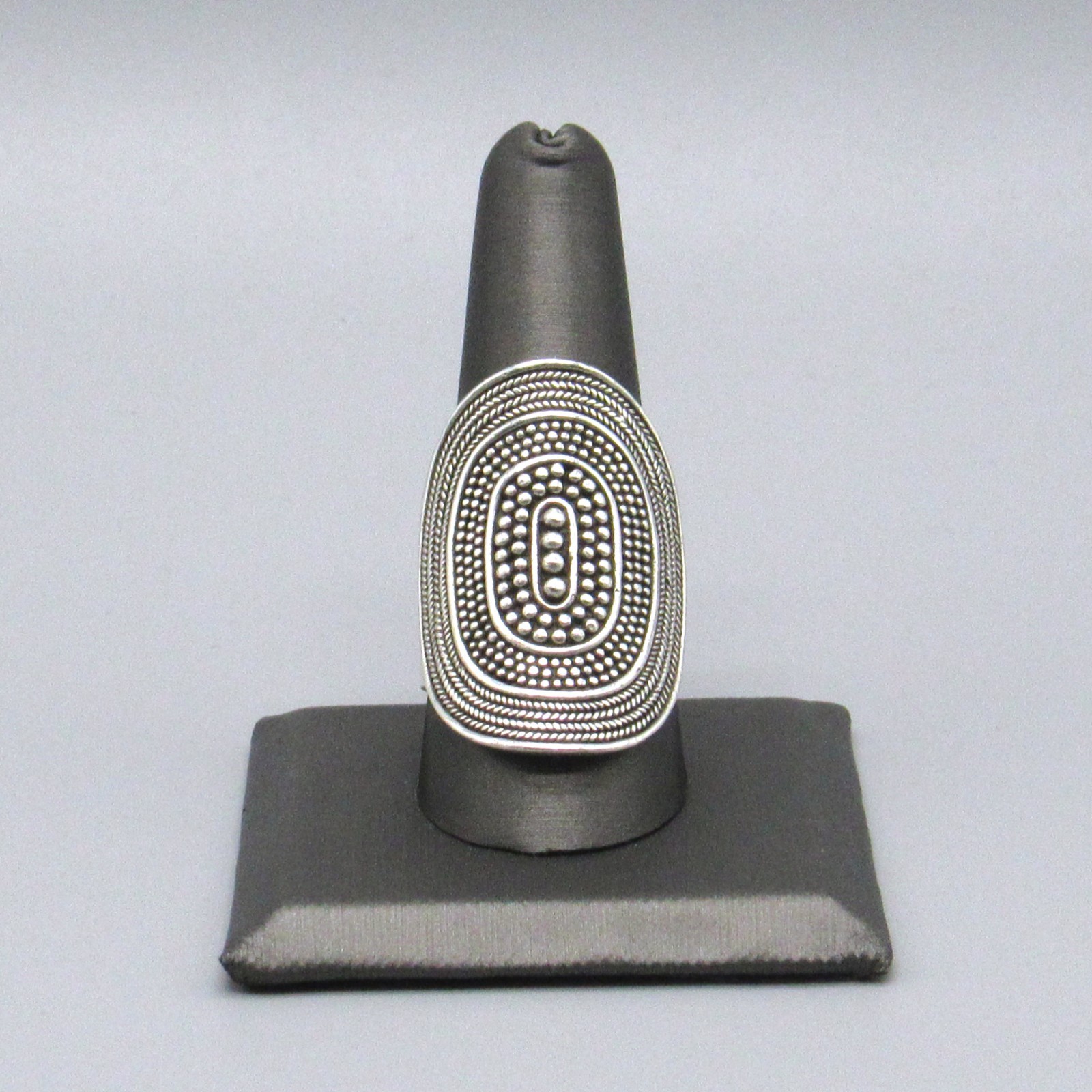 Sterling Silver Beaded Statement Ring Size 10.25