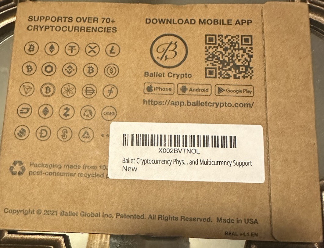 Ballet Real Cryptocurrency Hardware Wallet Keep Digital Assets Safe Bitcoin Easy