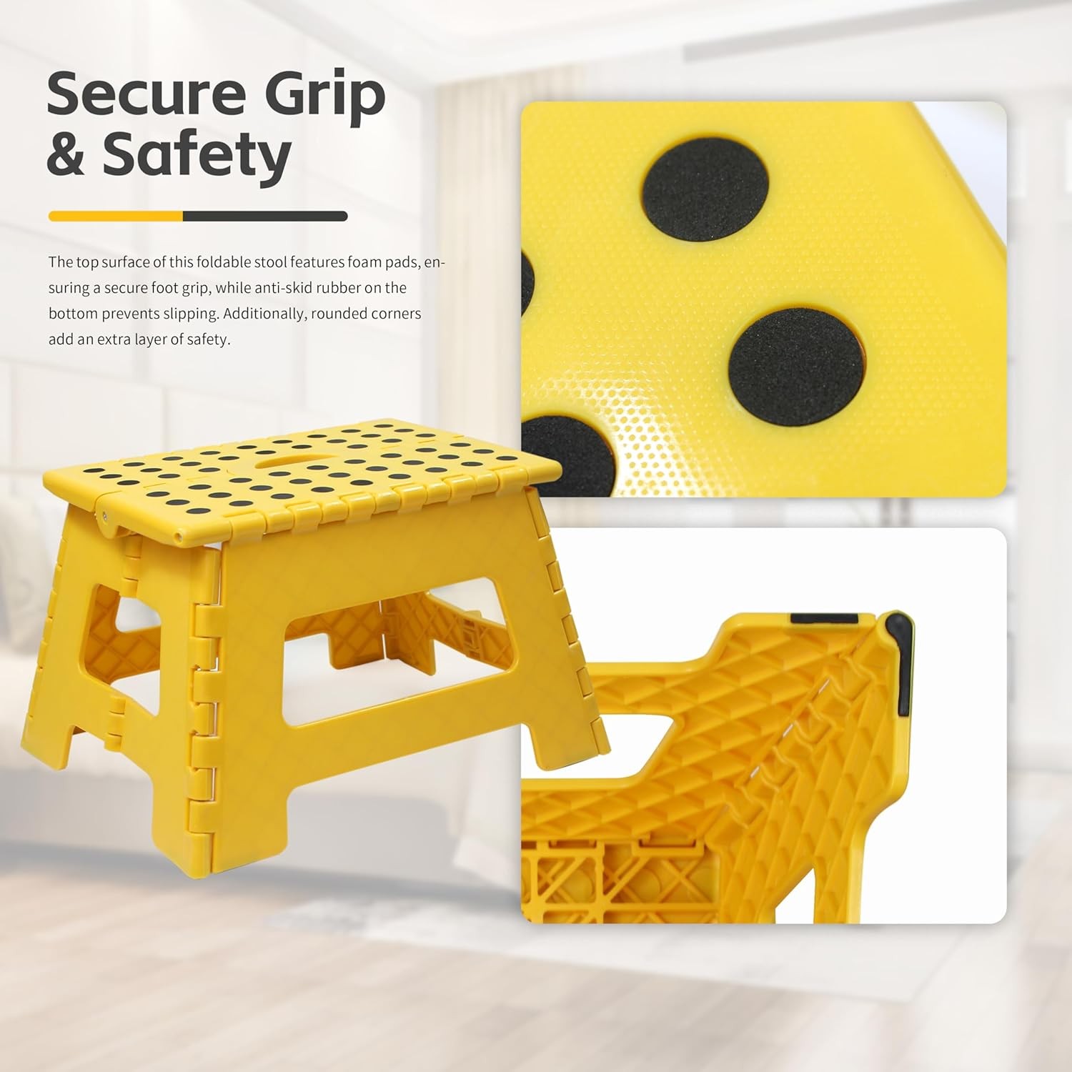 Folding Step Stool 9 Inch Height 330 lb Capacity Heavy Duty Plastic